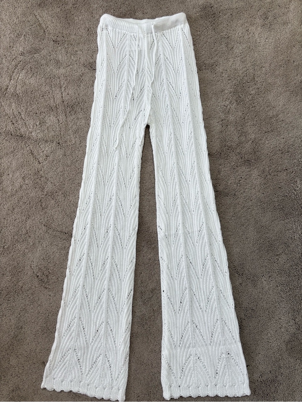 White Knit Flare Bathing Suit Cover Up Pants